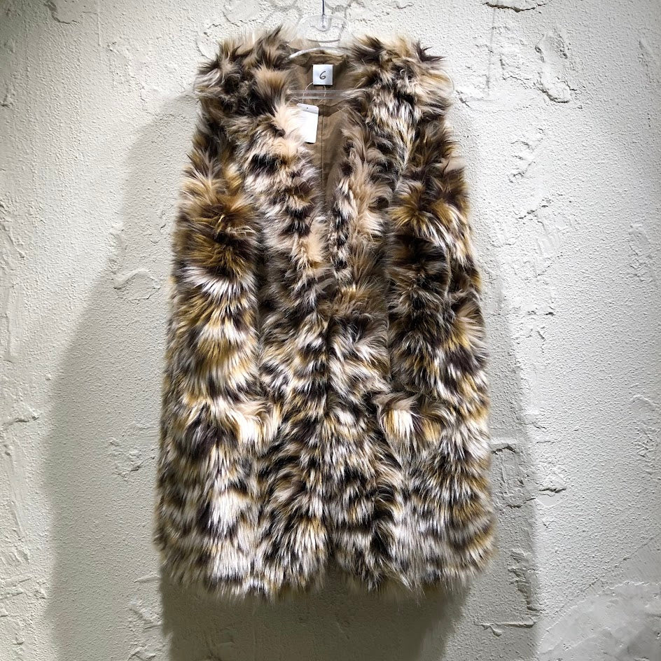長袖シャツ FAKE FUR LEOPARD PRINT VEST 36