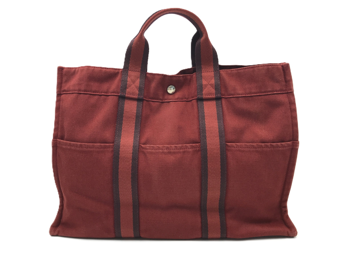 HERMES ﾌｰﾙﾄｩMM ﾄｰﾄﾊﾞｯｸﾞ ﾚｯﾄﾞ