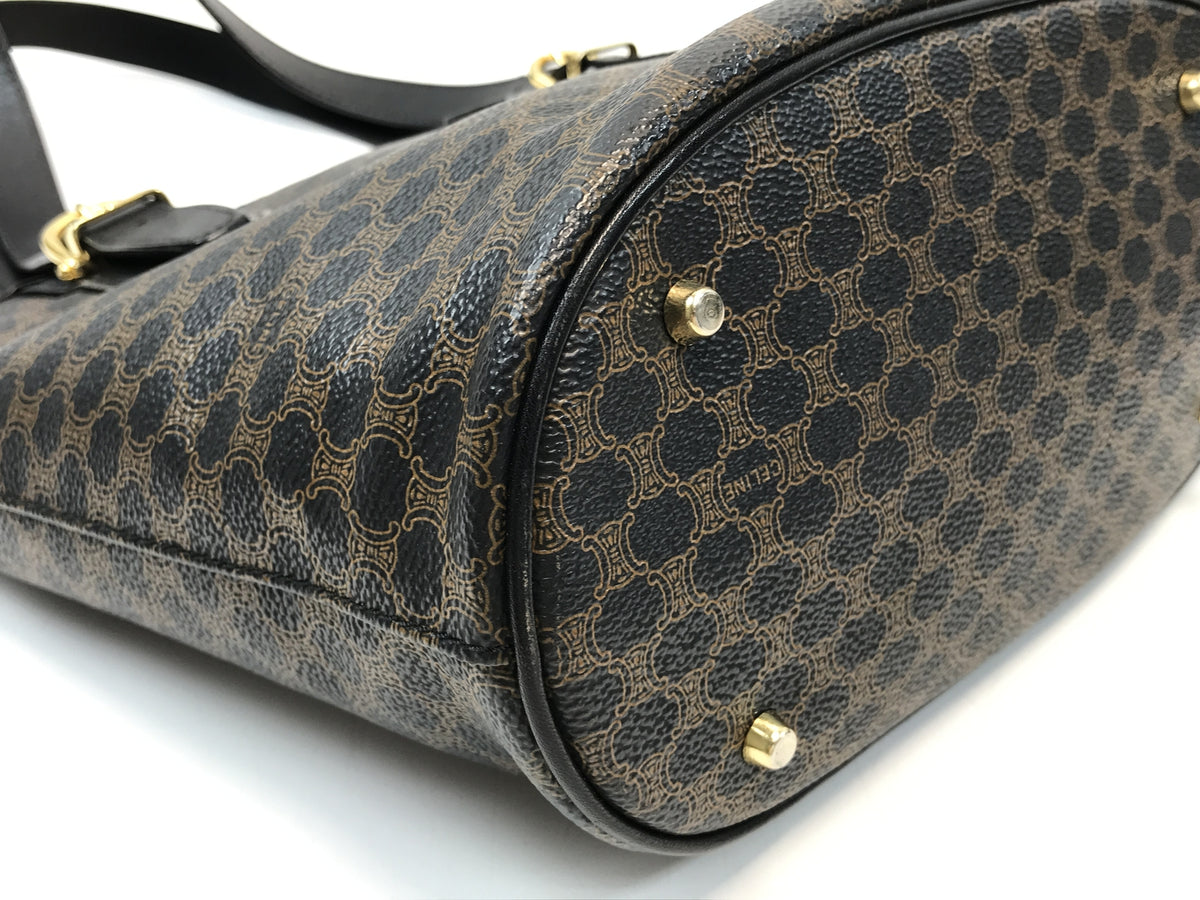 CELINE OLD ﾏｶﾀﾞﾑ柄 ﾄｰﾄﾊﾞｯｸﾞ ﾌﾞﾗｯｸ