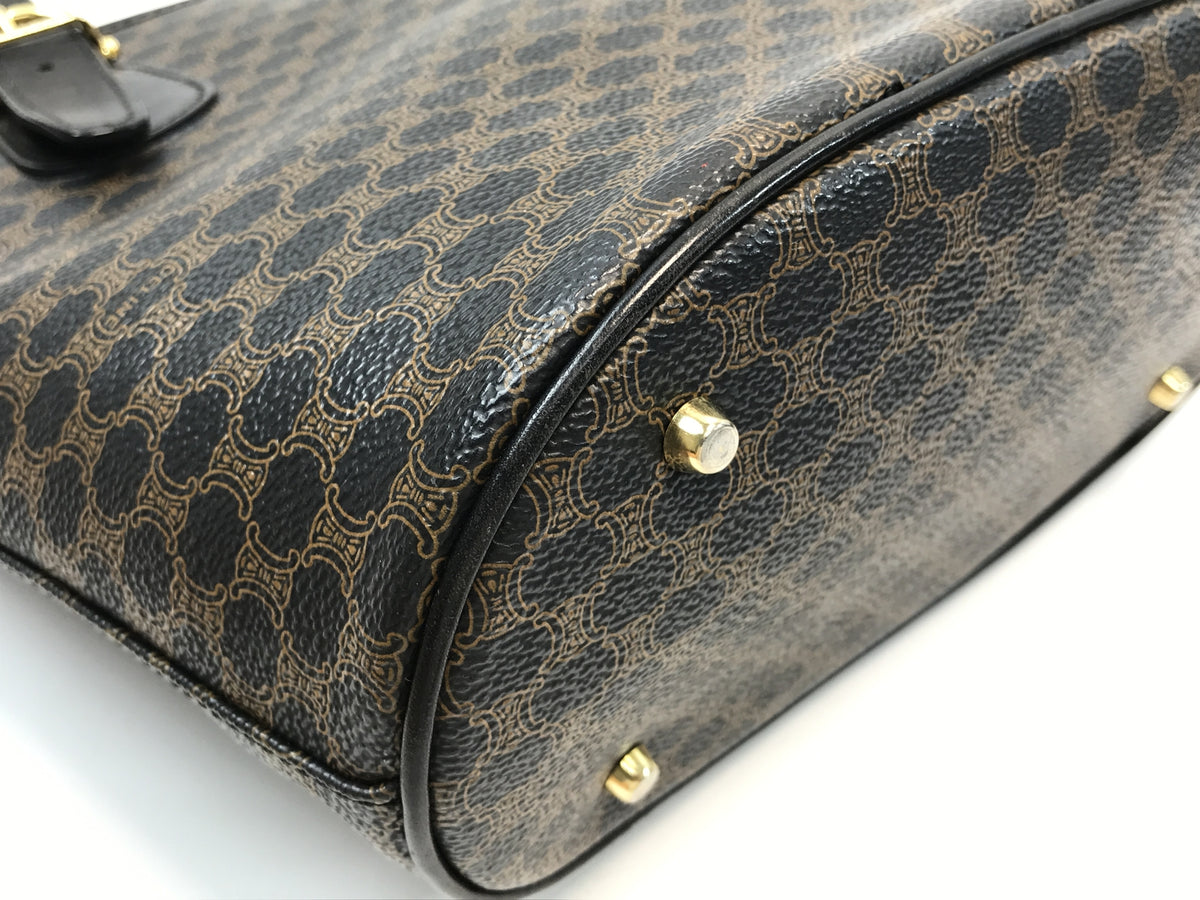 CELINE OLD ﾏｶﾀﾞﾑ柄 ﾄｰﾄﾊﾞｯｸﾞ ﾌﾞﾗｯｸ