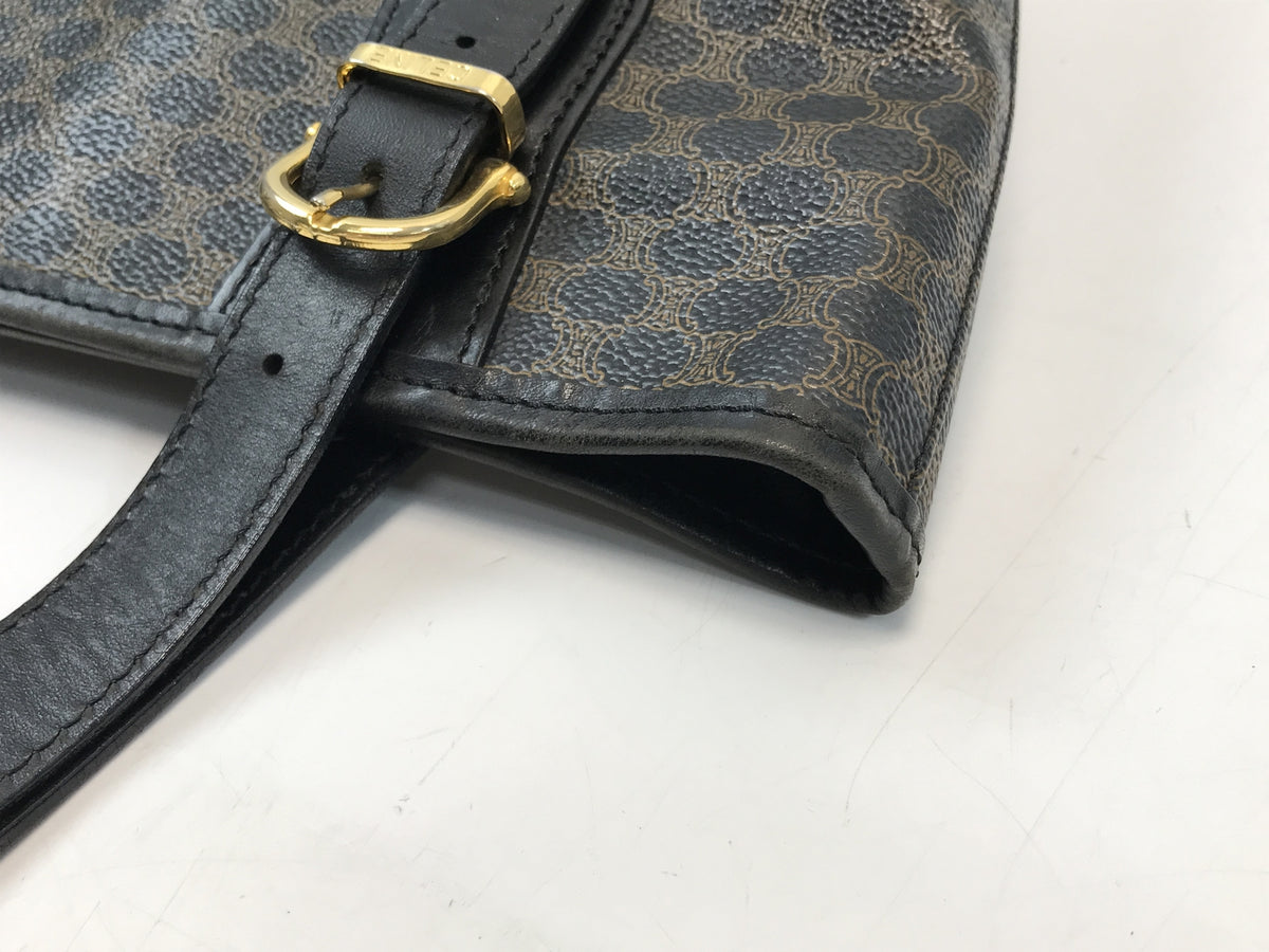 CELINE OLD ﾏｶﾀﾞﾑ柄 ﾄｰﾄﾊﾞｯｸﾞ ﾌﾞﾗｯｸ