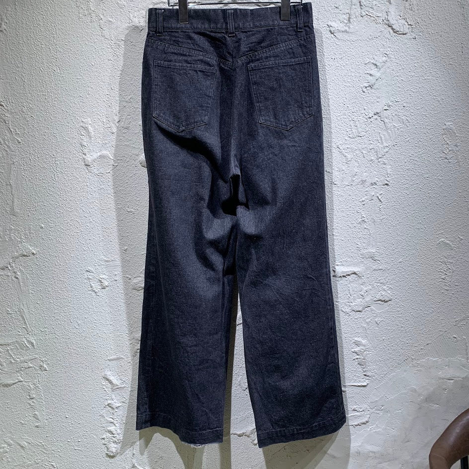 デニムパンツ RIGID DENIM WIDE PANTS 42 ブラック