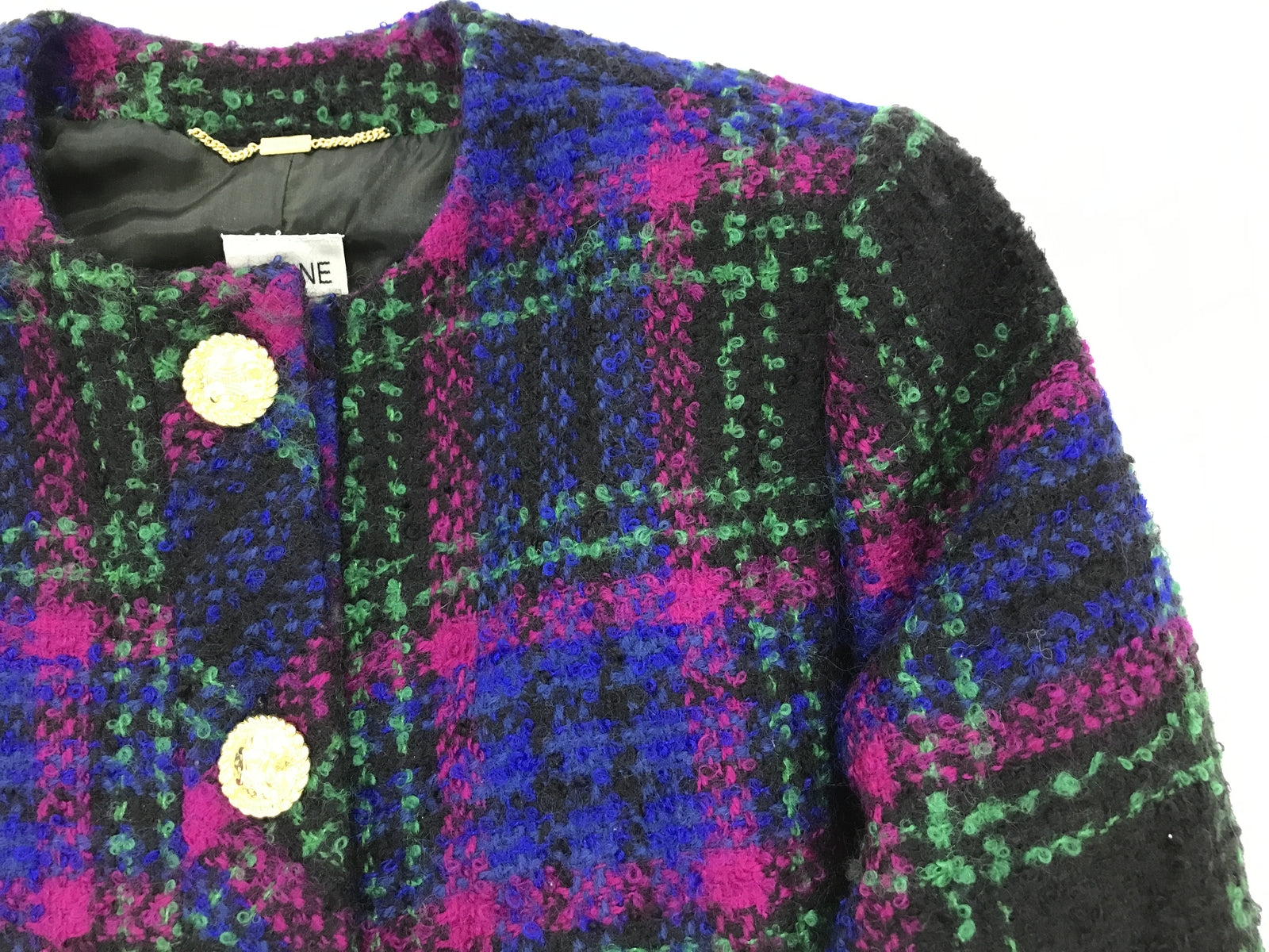 CELINE 金ボタン　チェックジャケット