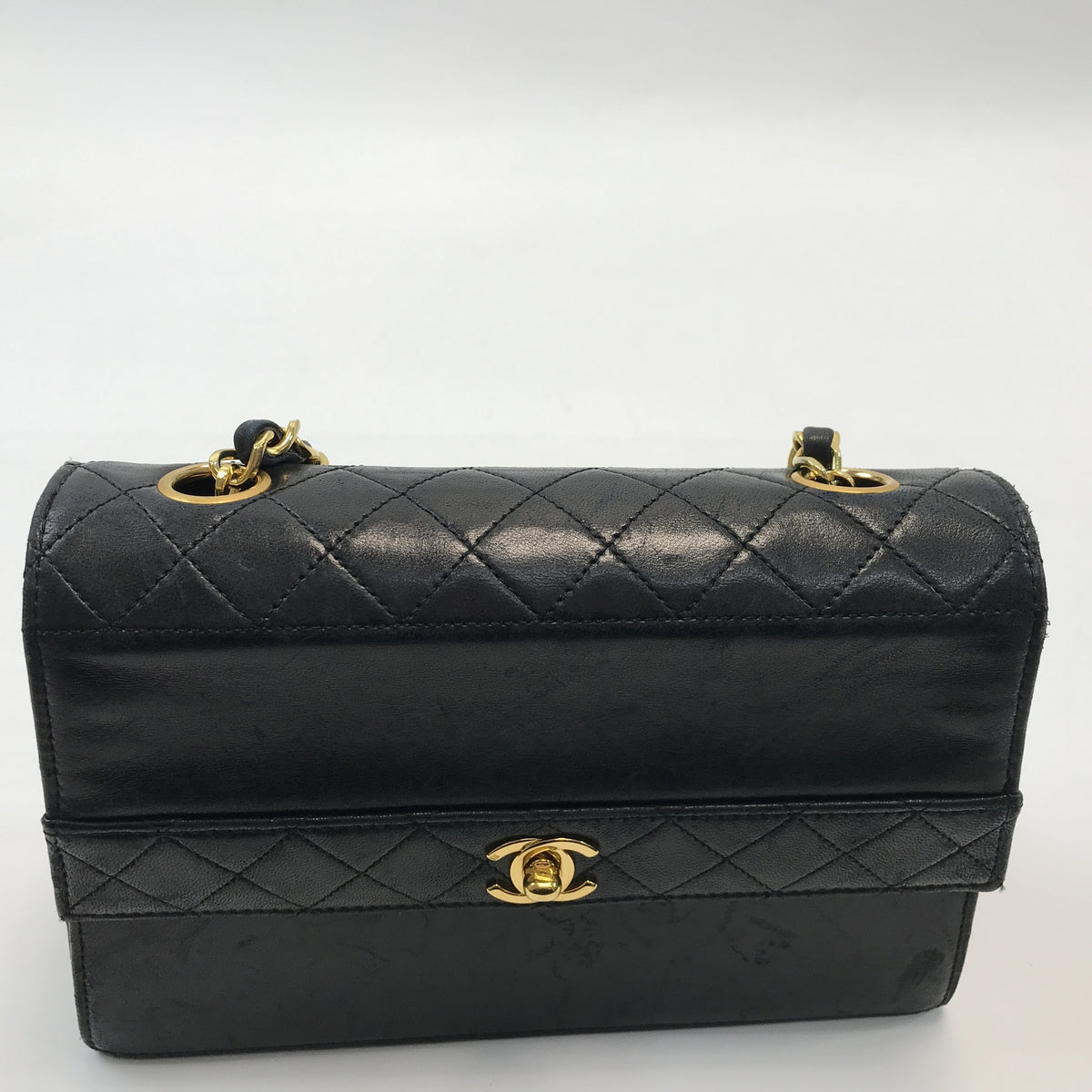 CHANEL/ﾗﾑｽｷﾝ/ﾁｪｰﾝｼｮﾙﾀﾞｰﾊﾞｯｸﾞ/BLK
