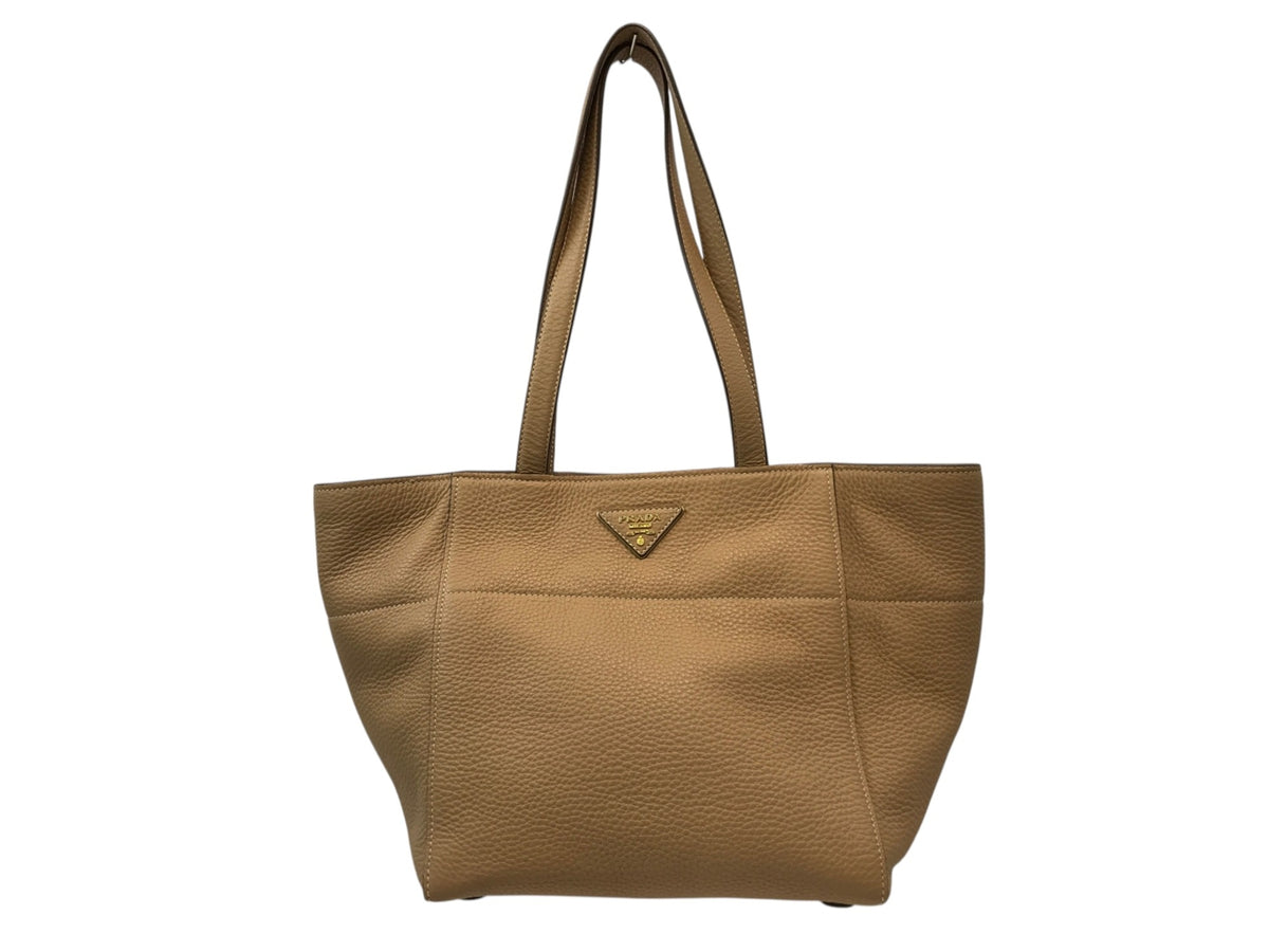 PRADA/レザー/トートバッグ/ベージュ