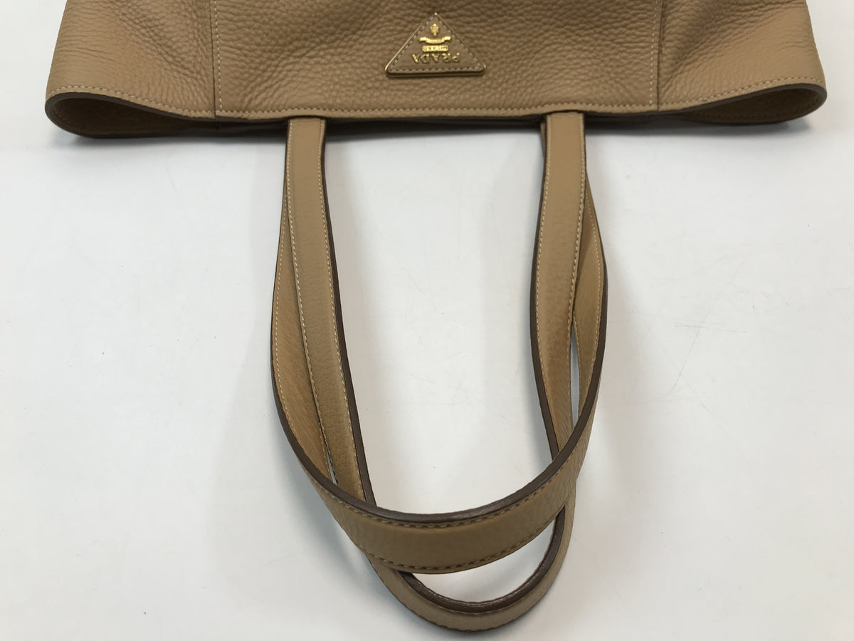 PRADA/レザー/トートバッグ/ベージュ