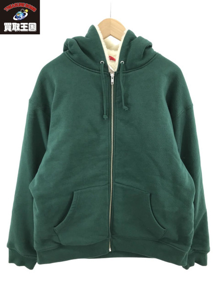 Supreme Faux fur Lined zip up Hooded Sweatshirt 22AW L グリーン[値