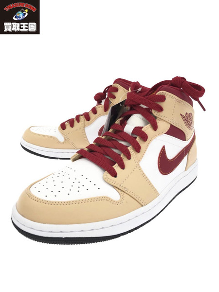 NIKE AIR JORDAN 1 MID Beige Cardinal Red 27.0cm 554724-201[値下]