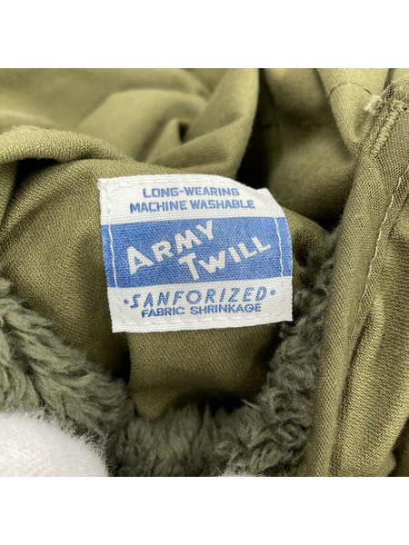 ARMY TWILL ミリタリージャケット ノーカラーミリタリーリバーシブルコート/カーキ