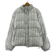 STUSSY 21AW ストライプダウンジャケット L ホワイト