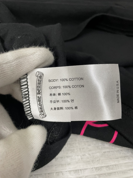 CHROME HEARTS 25AW PINK Horseshoe L/S Tee 袖フローラル バックホースシュー XL 黒×ピンク[値下]