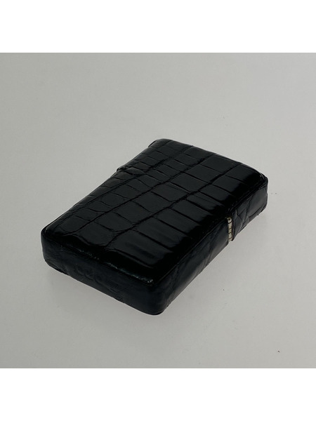 . ZIPPO オイルライター クロコ 革巻キ 黒