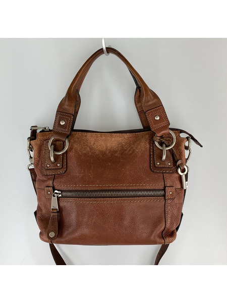 FOSSIL ショルダーバッグ レザー　2WAY バッグ　BRN