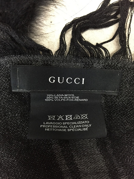 GUCCI/フォックスファー付ストール/GG柄