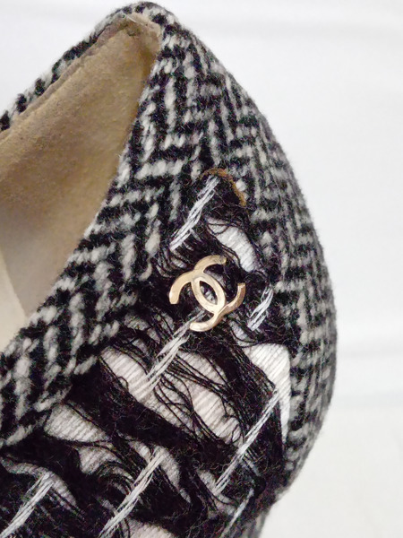 CHANEL ツイード ヒールシューズ 36 1/2