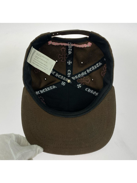 CHROME HEARTS キャップ セメタリーレザークロスパッチトラッカーキャップ 茶/ピンク
