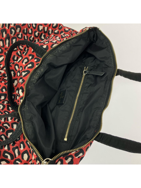 MONCLER レオパードナイロントートバッグ レッド