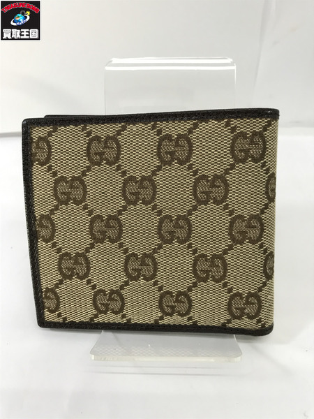 GUCCI  コンパクトウォレット グッチ 二つ折り 総柄 茶