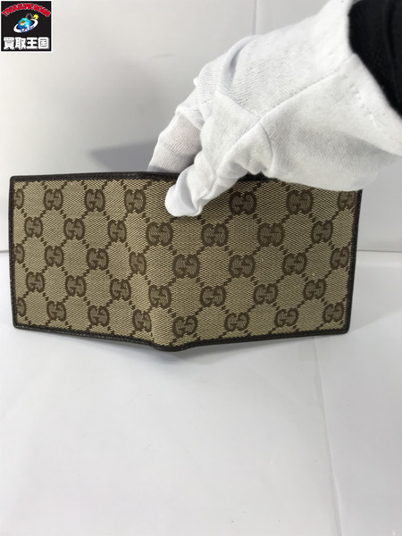 GUCCI  コンパクトウォレット グッチ 二つ折り 総柄 茶