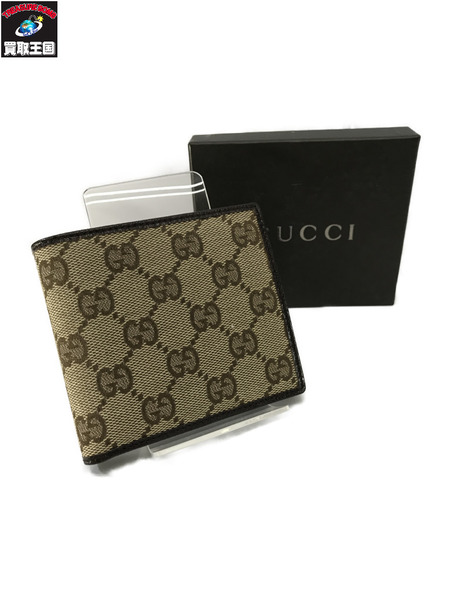 GUCCI  コンパクトウォレット グッチ 二つ折り 総柄 茶