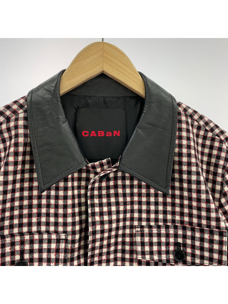 CABaN ジャケット ウールストレッチ ギンガムチェックブルゾン L