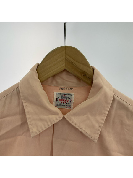 OLD・VINTAGE 長袖シャツ 50s頃 BRENT レーヨン 開襟 シャツ 15-15.5 薄ピンク