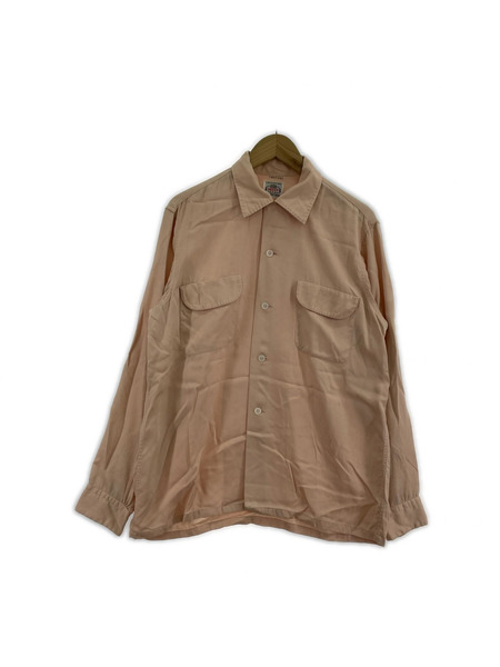 OLD・VINTAGE 長袖シャツ 50s頃 BRENT レーヨン 開襟 シャツ 15-15.5 薄ピンク