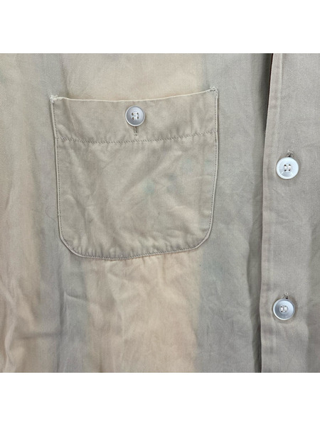OLD・VINTAGE 半袖シャツ aco chain stitch bowling shirt 茶 (L)