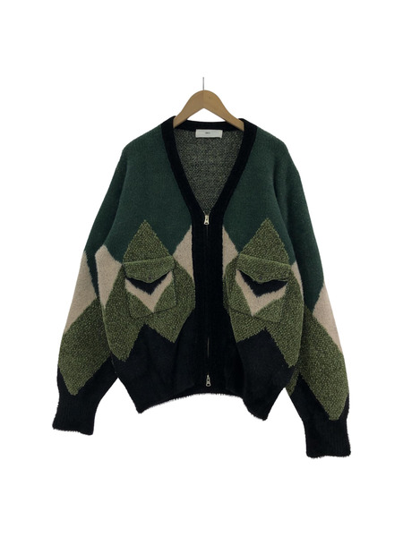 TOGA VIRILIS 22AW Jaquard Knit cardigan カーディガン 緑黒 48