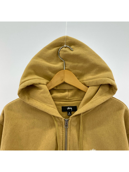 STUSSY OVERDYED STOCK LOGO ZIP HOODIE S ベージュ 118471