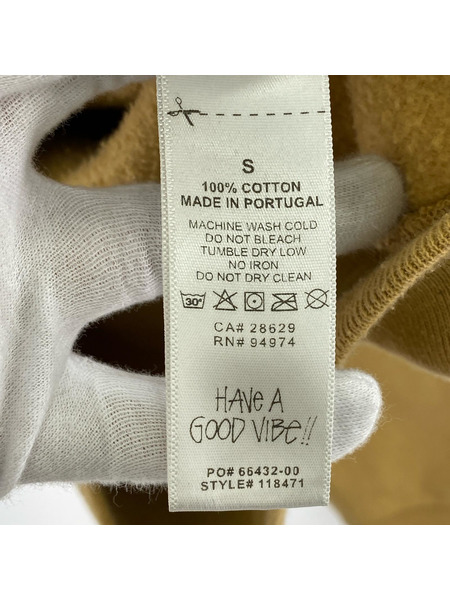 STUSSY OVERDYED STOCK LOGO ZIP HOODIE S ベージュ 118471