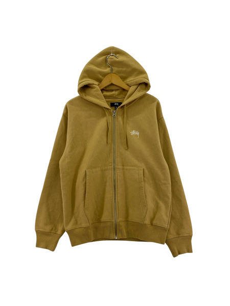 STUSSY OVERDYED STOCK LOGO ZIP HOODIE S ベージュ 118471