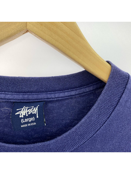 STUSSY 半袖Tシャツ・カットソー USA製 パイレーツ ロゴ S/Sカットソー 紺 L