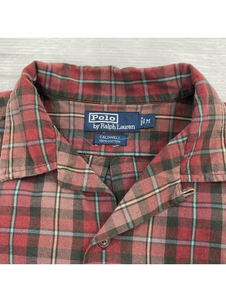 POLO RALPH LAUREN 半袖シャツ 90s CALDWELL オープンカラー M BRD