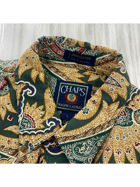 CHAPS 半袖シャツ 90s/コットンシャツ/ペイズリー柄/L