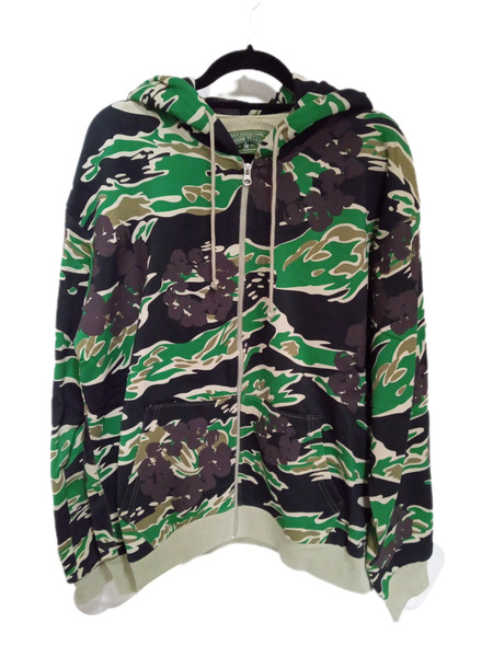 DENIM TEARS/COTTON WREATH ZIP HOODIE/TIGER CAMO/L