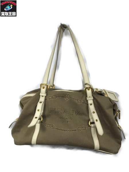 トートバッグ PRADA カナパ ジャガード ボストン BL0600