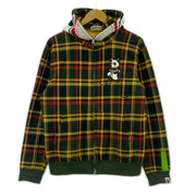 A BATHING APE パーカー(ジップアップ) チェック パンダ フルジップパーカー (S)