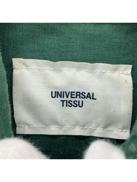 UNIVERSAL TISSU ノースリーブワンピース ソフトリネンNSシャツOP/グリーン[値下]
