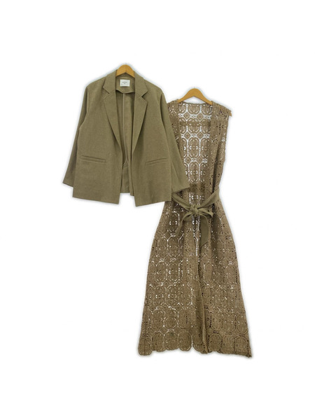 AMERI セットアップ CROCHET LIKE JACKET SET COAT[値下]