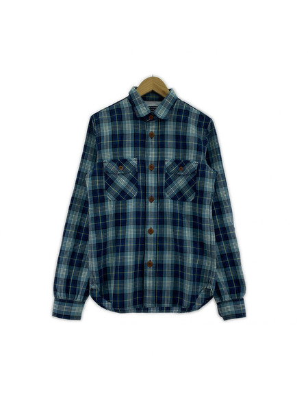 COMME des GARCONS ウールチェックシャツ S ブルー