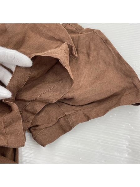 Max Mara 半袖ワンピース リネン 前ボタン 茶