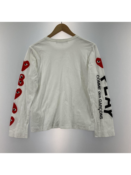 PLAY COMME des GARCONS ロングスリーブT ホワイト L AZ-T261 毛羽立チ