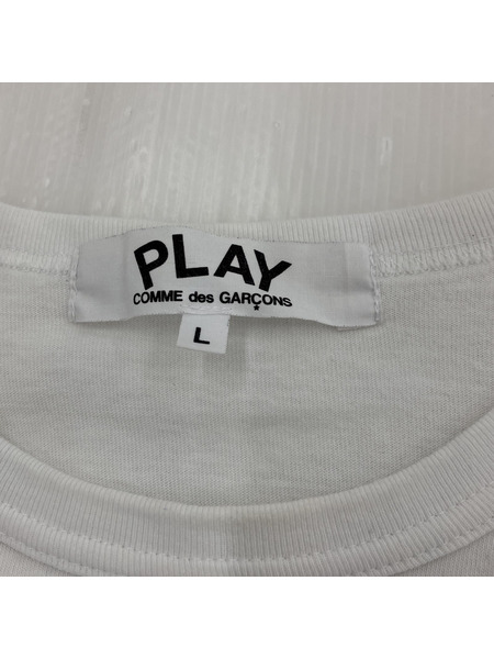 PLAY COMME des GARCONS ロングスリーブT ホワイト L AZ-T261 毛羽立チ