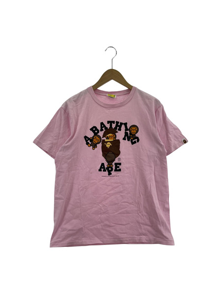 A BATHING APE COLLEGE MILO TEE ピンク (M)