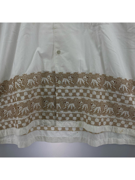 COMME des GARCONS SHIRT 裾刺繍デザイン S/Sシャツ S ホワイト