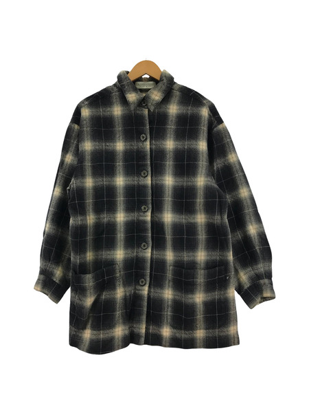 old wool shadow check shirtsjacket 黒