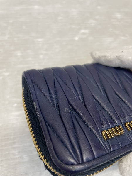 miumiu マテラッセ ラウンドジップ コインケース 紺