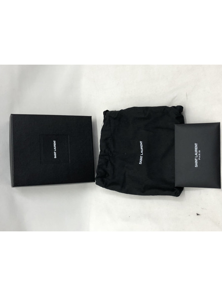 コンパクトウォレット ラウンドファスナー/二つ折り財布/レザー/ブラック