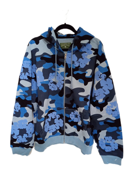 DENIM TEARS/COTTON WREATH ZIP HOODIE/BLUE CAMO/L